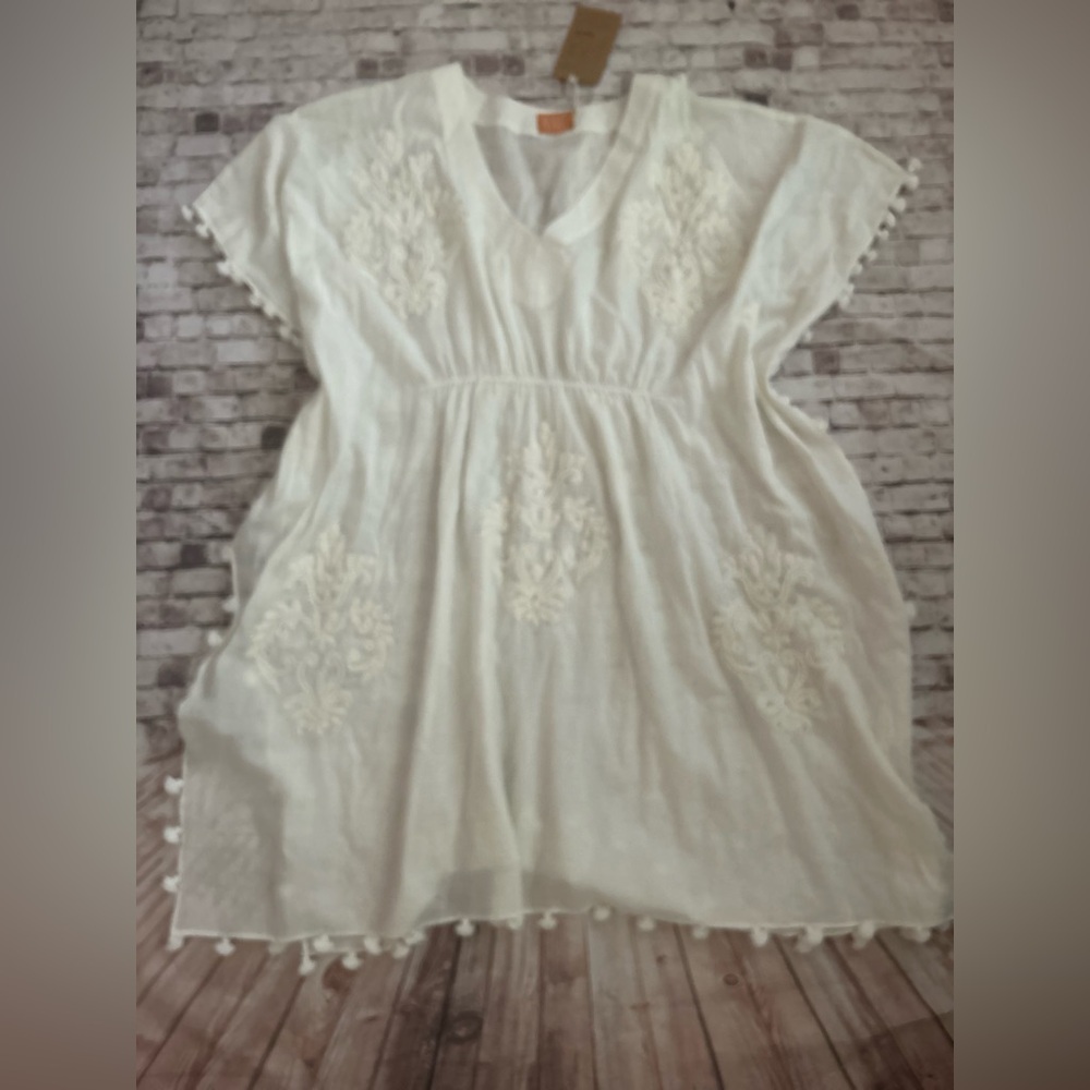 NWT White Boho Gypsy Bathing Suit Cover Size Small